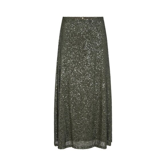 NWT SOYA CONCEPT Nanette 3 Chic Olive Green Glam Sequin Skirt - Picture 5 of 7